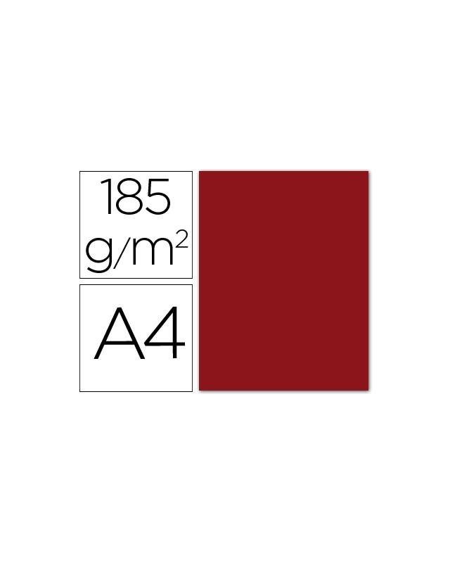 Cartulina guarro din a4 granate 185 gr paquete 50 hojas