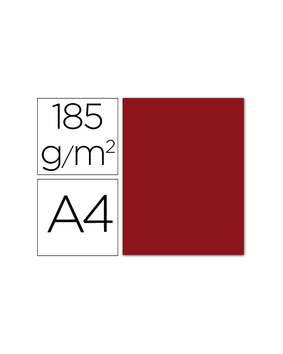 Cartulina guarro din a4 granate 185 gr paquete 50 hojas