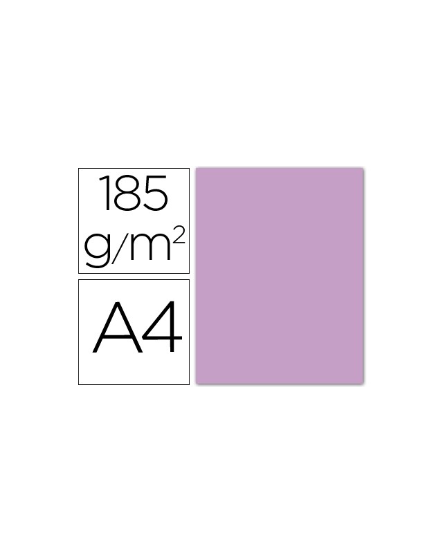 Cartulina guarro din a4 lila 185 gr paquete 50 hojas