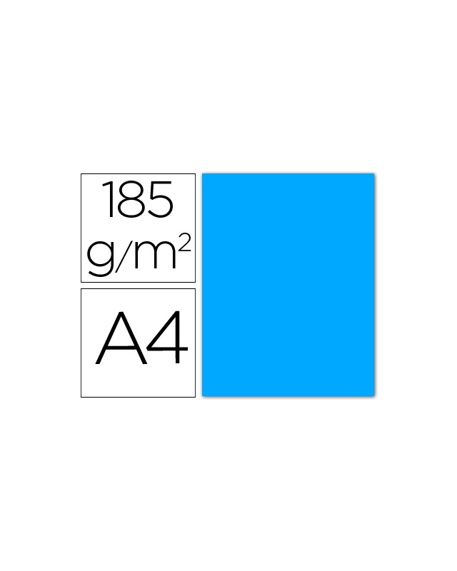 Cartulina guarro din a4 azul maldivas 185 gr paquete 50 hojas