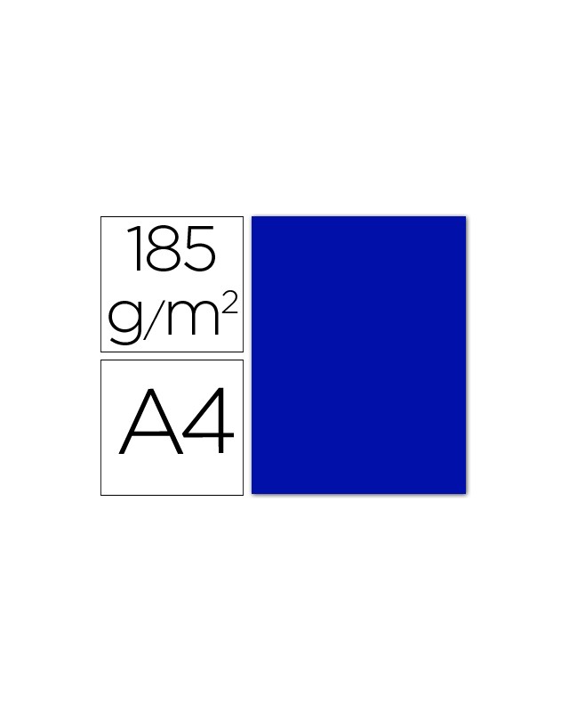Cartulina guarro din a4 azul ultramar 185 gr paquete 50 hojas