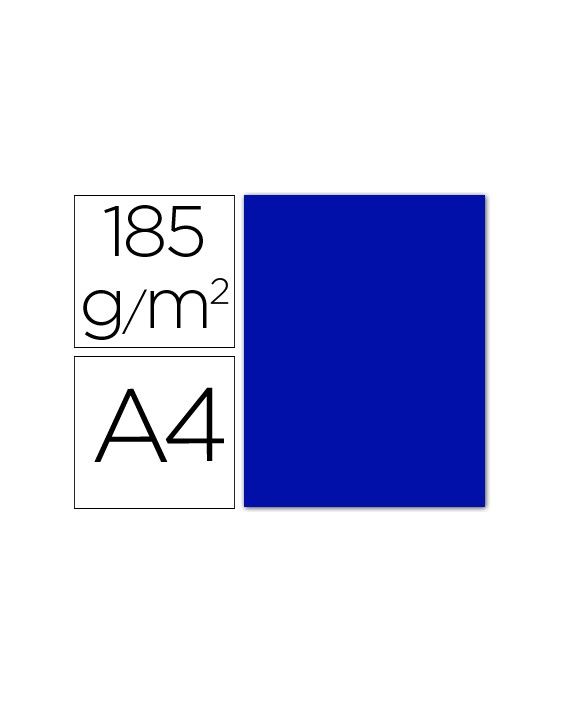 Cartulina guarro din a4 azul ultramar 185 gr paquete 50 hojas