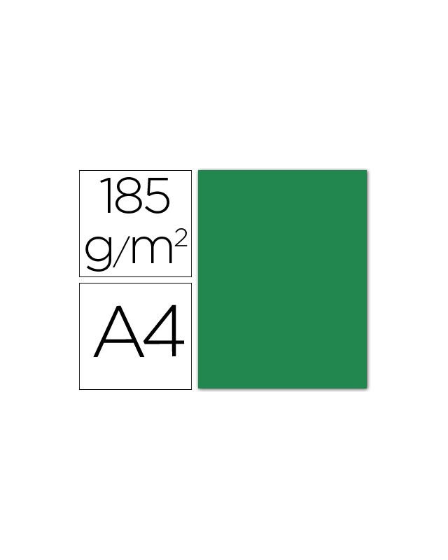 Cartulina guarro din a4 verde amazona 185 gr paquete 50 hojas