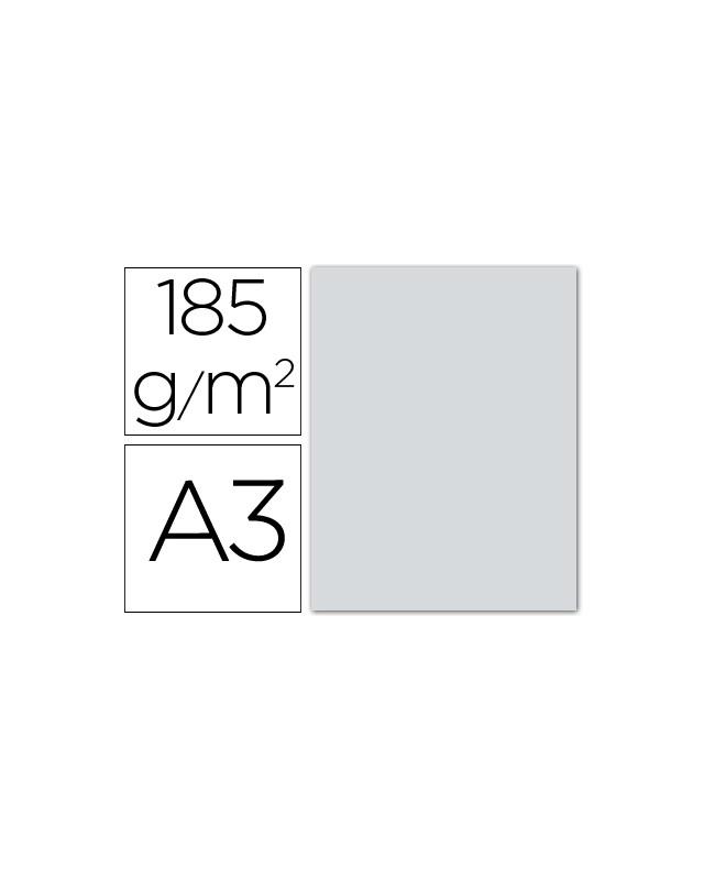 Cartulina guarro din a3 gris perla 185 gr paquete 50 hojas