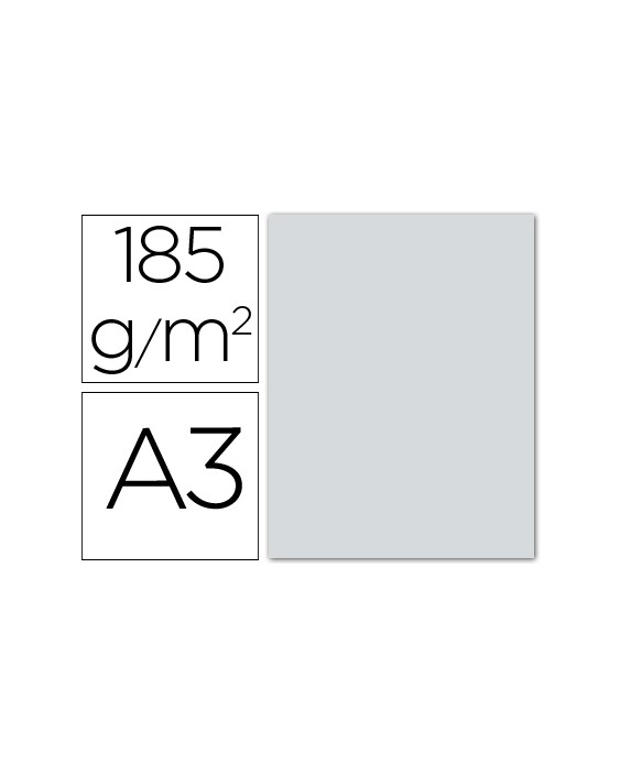 Cartulina guarro din a3 gris perla 185 gr paquete 50 hojas