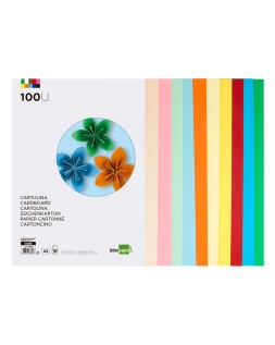 Cartulina liderpapel a3 180g/m2 10 colores surtidos paquete 100 hojas